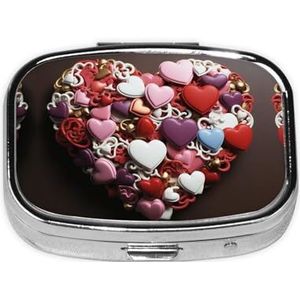 Pillendoos, snap-Shut Deksels Reizen Pillendoos, Draagbare Lange Termijn Opslag Pil Organizer voor het Dragen in Zakken, Portefeuille, Reizen, Werk (Romanticfoam Hearts)