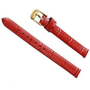 SZCURC Horlogebandje van echt leer, 8-20 mm rundleer, met gereedschap, elegante en duurzame reservearmband voor horloges, Rood goud, 12 mm