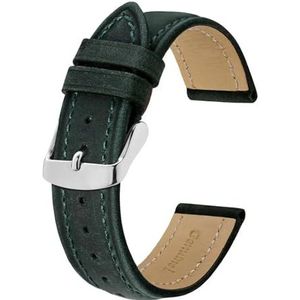 Jeniko Geniune Lederen Horlogebandje 14mm 17mm 18mm 19mm 20mm 21mm 22mm 23mm 24mm Vervanging Armband For Mannen Vrouwen Horlogeband (Color : Green-Silver Buckle, Size : 15mm)