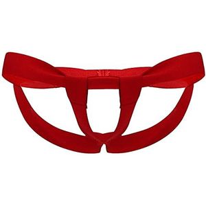 Bommi Fairy Heren string ouvert ondergoed met glijdende ringen en verstevigingen met blote rug jockstraps mannen sportondergoed low-rise, rood