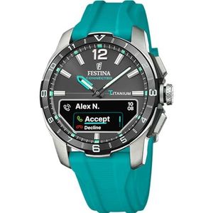 Festina Herenhorloge F23000/5 Connected D Verbonden Titanium Zilveren Kast Blauw Rubber Band, Zwart/Wit, Zwart/Wit