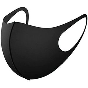 Vrouwen Mannen 3-laags Spons Gezichtsmasker Anti-stof Anti-Haze Herbruikbare Ademend Unisex Mondmasker, zwart