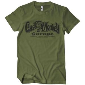 Gas Monkey Garage Officieel gelicenseerd Gas Monkey Garage Gas Monkey Garage Logo Heren T-shirt (Olijf), X-Large