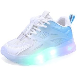 Kindersneakers Oplichtende Schoenen For Jongens Meisjes Gloeiende Lichtgevende LED Sneakers Knipperende Schoenen Lente En Zomer Casual Hardlopen Wandelschoenen Antislip (Color : wit, Maat : 34 lengt
