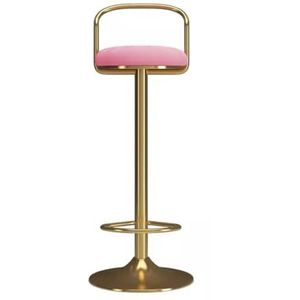 Barkrukken Barstoelen, In Hoogte Verstelbare Barkruk Draaibare Barstoel Tegenhoogte Gestoffeerde Kinderstoel Met Gouden Poten Voetensteun Rugleuning Keukenstoelen(Pink)