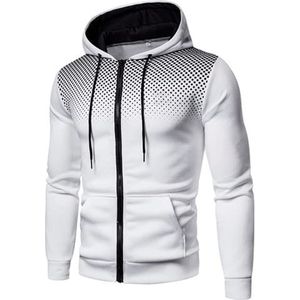 Heren 3D Gedrukt Casual Lange Mouw Hoodies Volledige Zip Up Hooded Vest Jas Sweatshirts Mens 3D Gedrukt Hoodie Sweatshirt Jassen Lichtgewicht Lange Mouw Rits Hoodie Jumper Tops Trui, A-wit, S