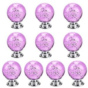 Ladehandvat 10 Stuks Crystal Bubble Ball Handvat Creatieve Deurknop For Kast Lade Kastdeur Meubelen Hardware Accessoires Makkelijk te installeren (Color : Purple)