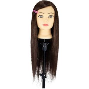 Nieuwe 80% echt haar poppenhoofd for professionele kapseltraining, mannequinhoofdstyling om te oefenen met hete krultangen en stijlen(Only one head 2)