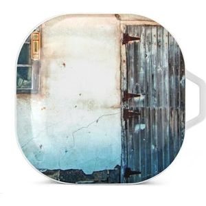 Houten deur oordopjes hoesje compatibel met Samsung hard shell beschermhoes wit stijl