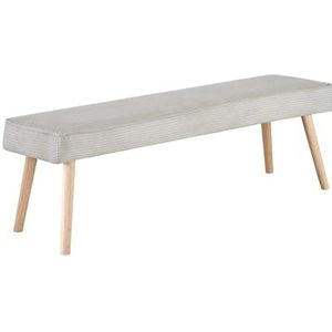B&D home bank EMIL, corduroy stof eetkamerbank 120cm gestoffeerde houten bank voor eetkamer, hal, garderobe met massief houten poten, Scandinavisch modern design, grijs, 11308-120-GRAU