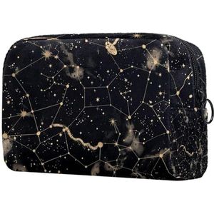 Nautische elementen mariene patroon cosmetische make-up tas kleine reizen rits zakje draagbare toilettas make-up organizer voor vrouwen meisjes, Multi kleuren 04, 18.5x7.5x13cm/7.3x3x5.1in