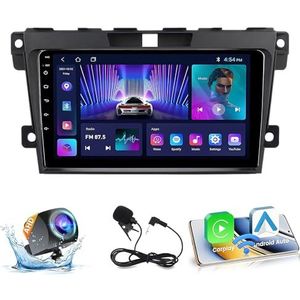 Android 14.0 2 Din Autoradio 9"" Touchscreen Auto Stereo voor Mazda CX-7 2008-2015 met Draadloze Carplay Android Auto GPS navigatie AHD Omgekeerd beeld Stuurwielbediening(P1(1G+32G))