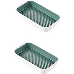 Braadpanschotel for oven, 9,8 x 4,9 x 1,8 inch keramische oven tot tafel bakvormen dinerborden, for ovenroosteren lasagnepan met handvat rechthoekige schotel, set van 2,B (Color : A, Size : -)