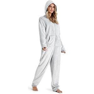 CityComfort Onesies voor dames, zachte comfortabele fleece pyjama, nachtkleding voor dames, pluizige fleece onesie, loungewear, maten S-XL, Lichtgrijs, M