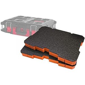 Shadow Foam Packout Toolbox Inserts - Past op de Milwaukee Packout Tolbox Box 2 & 3 [Oranje 50 mm Twin Pack] Easy Peel Foam voor Milwaukee Packout System | Power Tool Opslag & Toolbox Organizer