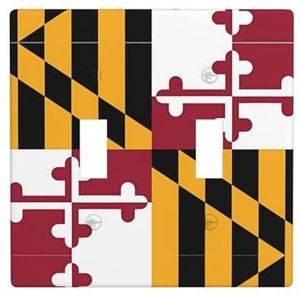 ZhaoYuGoods Vlag van Maryland Print Muurplaat, Dubbele Toggle Lichtschakelaar Outlet Cover 2-Gang 11,4 cm x 11,4 cm, PC Decoratieve Voorplaat voor Thuis & Kantoor