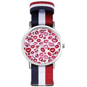 Liefde Rode Lippen Casual Heren Horloges Voor Vrouwen Mode Grafische Horloge Outdoor Werk Gym Gift