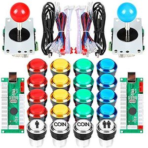 EG STARTS 2 Gamer Arcade Kit USB Encoder voor PC Joystick Games 16x 30mm 5V LED Lit Button 1 + 2 spelers muntknoppen voor Raspberry Pi 1 2 3 3B Mame Fighting Stick