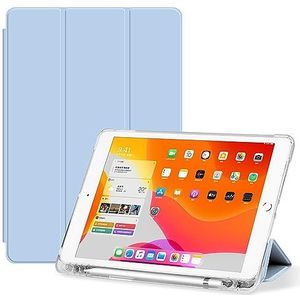 Hoes compatibel met iPad Mini 6/2021 tablethoes, TPU Slim Cover Auto Wake/Sleep Smart Case met potloodhouder Schokbestendige hoes met doorzichtige achterkant Tablet hoes (Color : White Ice Blue)