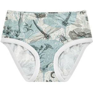 YOUJUNER Meisjesondergoed Bloem Bladeren Vlinder Libelle Patroon Peuter Slipje Katoenen Broek Kleine Meisjes Slips Comfort Kids Onderbroek, Meerkleurig, 4 jaar