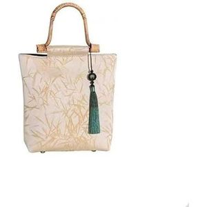 Zijden dameshandtas bamboe handtas cheongsam tas veelzijdige nieuwe Chinese stijl tas met capaciteit (Size : Black)