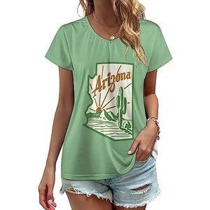 Arizona Cactus Dames V-hals T-shirts Leuke Grafische Korte Mouw Casual Tee Tops XL