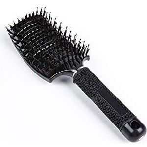 Dikstaarten Boar Bristle Hair Brush - Zacht, Gebogen en Geventileerd Detangling Hair Brush voor Vrouwen Mannen. Lang, Dik, Dun, Krullend & Tangled Haar Vent Paddle Haarborstel Voor Styling (Pack of 1)