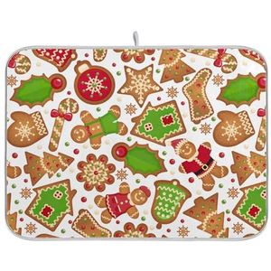 Kerst Koekjes Feestelijk Patroon Schotel Droogmat Voor Graniet Keuken Aanrecht Rubber Mat Aanrecht Aanrecht Warmte Mat Schotel Droogmat XL Microfiber 45 x 61 cm