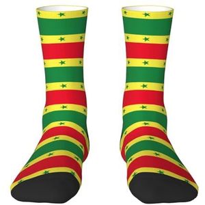 Evengigy Vlag van Senegal Grappige Sokken Crazy Fashion Cool Gepersonaliseerde Zachte Crew Sokken voor Mannen Vrouwen Unisex, 2 Zwart-2, One size