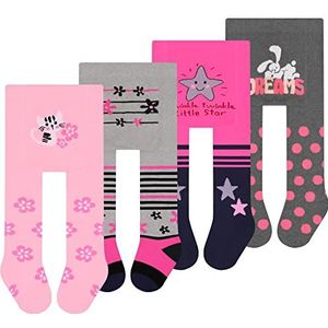 L&K-II Set van 4 babypanty's voor babymeisjes met stippen, strepen en kaartjes en vlindermotief 2762, 2762B-4-serie, 68/74 cm