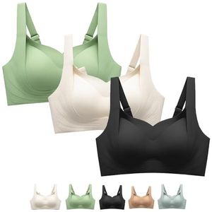 Ondersteunende, Draadloze Liftbeha, De Hele Dag Comfort, Geen Lekken, Vormgevend En Naadloos Ontwerp(White+green+black,XX-Large)