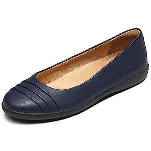 DREAM PAIRS SDFA2306W Damesschoenen met ondersteuning van de voetboog, elegante ballerina's voor dames, comfortabele platte schoenen met ronde neus en instappers, marineblauw, 38.5 EU