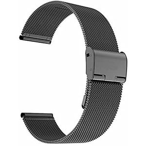 horlogebandjes heren vervangende horlogebanden 0,4-lijns horlogeband Dunne horlogeband Zwart mode geweven horlogeband met universele interface Hangende gesp met meshband (Color : Black, Size : 16mm