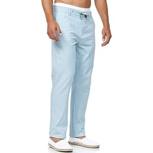 INDICODE Heren Veneto Pants | Stoffen broek van linnen & katoen Blue Wave M