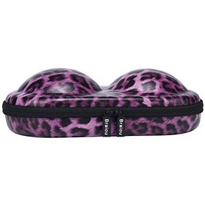 Premium BH-hoes Braiou Lingerie Reistas Zip Ondergoed Organizer Tas voor A-DD Cup [Luipaardprint] (Paars)