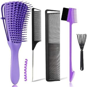 5 stuks ontwarrende borstel 5 stuks (paars + zwart)