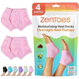 ZenToes Hydraterende hielsokken, 2 paar met gel gevoerde fuzzy teenloze spa-sokken om droge, gebarsten hielen te genezen en te behandelen terwijl je slaapt (normaal, roze)