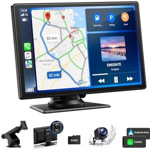 LAMTTO Draadloze Carplay Android Auto Autoradio - 9 inch scherm, 2.5K dashcam, 1080P achteruitrijcamera, Bluetooth navigatie, Mirror Link, spraakbediening, FM/AUX, met 64GB TF-kaart