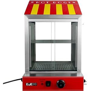 Commerciële Hotdog Steamer Machine RVS 30 °C - 110 °C Hot Dog Maker Opwarmer Verwarmer - 220-240V 2000W 3 Sausflessen + Tangen - Staal Vitrine Evenementen Feesten Horeca Bruiloft Catering Stoomoven