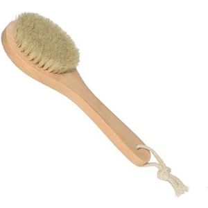 XIOKLM Houten Handvat Badkamer Borstel Natuurlijke Borstelharen Massage Exfoliërende Body Borstel Voet Scrubber SPA Droge Huid Bad Douche Tool