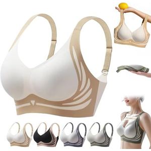 Draadloze Push-Up Super Gather BH, Comfortabele Naadloze, Volledige Dekking, Zachte Vaste Cup BH(White,XX-Large)