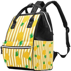Multifunctionele grote baby luiertas rugzak,Ananas geel gestreept patroon,Luiertas Travel Back Pack voor mama en papa