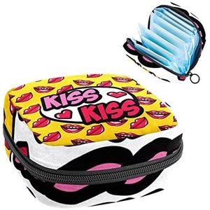 Art Kiss,Periode Pouch Draagbaar,Tampon Opbergtas,Tampon Houder voor Portemonnee Vrouwelijke Product Organizer, Multi kleuren, 4.7x6.6x6.6 in/12x17x17 cm
