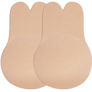 Dilara Zelfklevende beha push-up – set van 2 zelfklevende beha met handaangebrachte soft-lijm – rugvrij & zonder bandjes – onzichtbare lift-up beha met tepelafdekking – herbruikbaar en huidvriendelijk