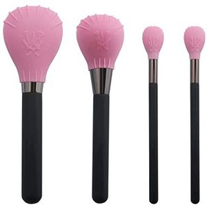 LORMAY 4 stuks siliconen make-up borstelhoezen, borstelbellen om haren te beschermen tegen verpletterd worden en cosmetische tas schoon te houden (roze)