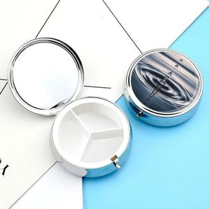 Glazen druppels pillendoos pillenhouder 3 compartimenten metalen pillenorganisator reismedicijnorganisator draagbare pillendoos voor zak om pillen vitamine vast te houden
