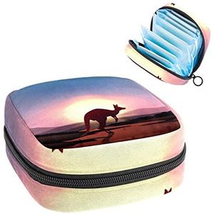 Servet Opbergtas Sanitable, Servet Opbergzakje, Sunset Kangaroo, Meerkleurig, 4.7x6.6x6.6 in/12x17x17 cm