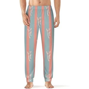 Leuke Kikker Blauw En Roze Gestreepte Mannen Pyjama Broek Zachte Lounge Bodems Met Pocket Slaap Broek Loungewear