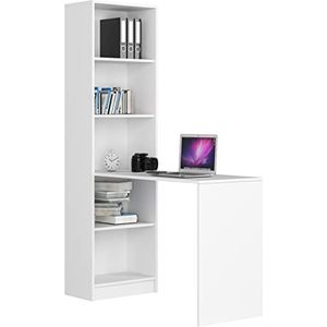 AKORD Bureau Smart, 2-in-1 combinatie bureau + boekenkast met 5 legplanken, totale afmetingen B125 x H 180 x D 50 cm, 37 kg