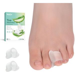 Welnove Teenspreider van gel, 8 stuks teenspreiders met aloë vera voor overlappende tenen, ontlasting bij hallux valgus, klein